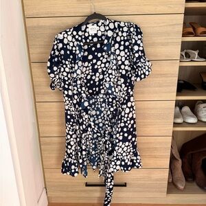 Misa Los Angeles Navy and White Patterned dress